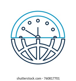 half globe plus half clock meaning time management