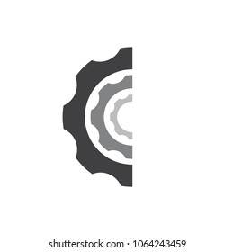 half gradient cog wheel abstract logo