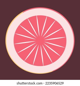 Half of grapefruit. Citrus fruit in flat style.