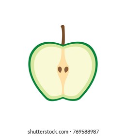 Half of green apple cut with seeds vector icon color