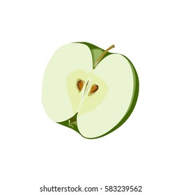 Half of green apple, vector illustration