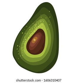 Half a green avocado for breakfast. Vector illustration on a white background.