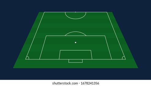 Half Green grass Vector world Football or Soccer Field background. Stock vector illustration of a soccer field with front perspective