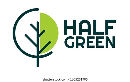 half green leaf plant tree logo concept design illustration