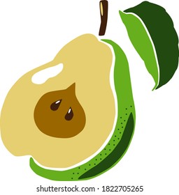 
Half green pear in abstract style. Vector drawing.
Symbol, clipart, icon.