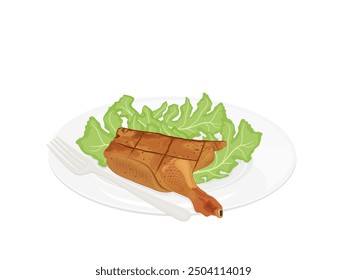 Half grilled chicken on white background.