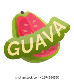 Half guava logo. Cartoon of half guava vector logo for web design isolated on white background