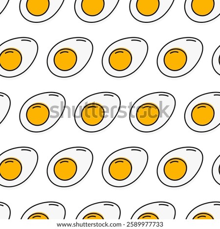 Half Hard boiled egg fill not along contour Seamless Pattern Egg Day greeting Background design idea