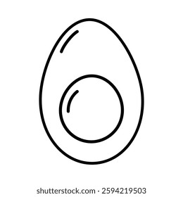 Half hard boiled egg Outline linear Icon Pictogram Sticker Logo Design element concept