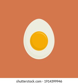 Half a hard-boiled egg in a flat style. Vector illustration