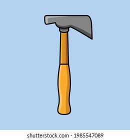Half hatchet hammer cartoon vector icon illustration