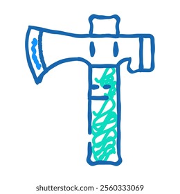 half hatchet hammer doodle icon sketch vector. half hatchet hammer sign. isolated symbol illustration