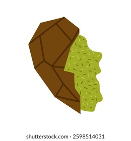 Half a heart of Dubai chocolate with pistachio filling.