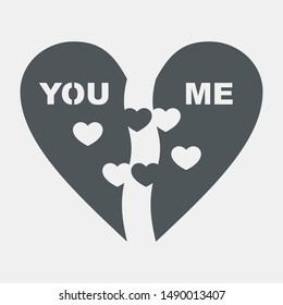 Half of heart puzzle quality vector illustration cut