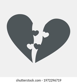 Half of heart puzzle quality vector illustration cut svg