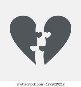 Half of heart puzzle quality vector illustration cut svg