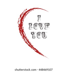 half heart with word  I love you - vector