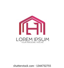 half hexagonal letter H creative logo concept 