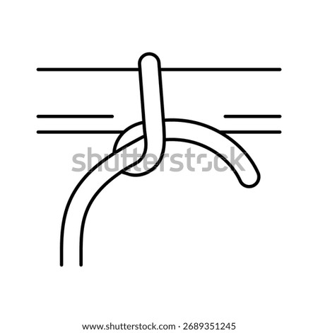 half hitch nautical knot line icon vector. half hitch nautical knot sign. isolated contour symbol black illustration