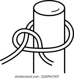 Un nudo de cuerda medio. Icono de contorno del vector.
