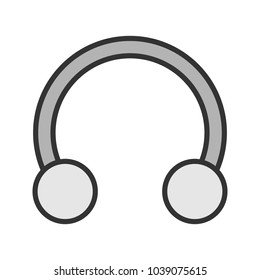 Half hoop earring color icon. Horseshoe piercing jewelry. Isolated vector illustration