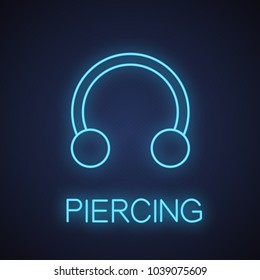 Half hoop earring neon light icon. Glowing sign. Horseshoe piercing jewelry. Vector isolated illustration