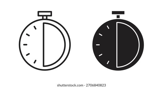 Half hour icon concept outline symbol design. Simple element illustration.