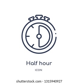 half hour icon from technology outline collection. Thin line half hour icon isolated on white background.