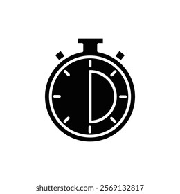 Half hour icon Vector flat thin line illustration