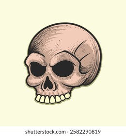 Half Human skull vintage design