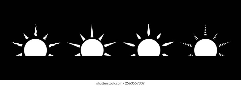 Half hun icon. sunset simple graphic symbol. Summer heat icon. Half round solar element. Vector illustration isolated  background. EPS 10.