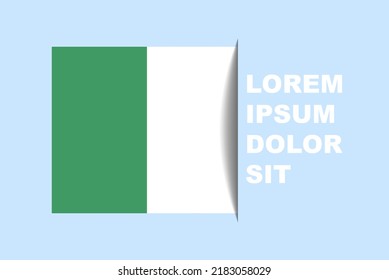 Half Ireland flag vector with copy space, country flag with shadow style, horizontal slide effect, Ireland icon design asset, text area, simple flat design
