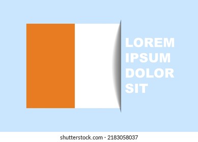 Half Ivory Coast flag vector with copy space, country flag with shadow style, horizontal slide effect, Ivory Coast icon design asset, text area, simple flat design