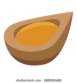 Half jojoba nut icon. Isometric of half jojoba nut vector icon for web design isolated on white background