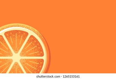 Half, juicy slice of orange fruit. Creative, concept illustration, background, tamplate.
