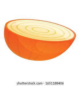 Half kitchen onion icon. Cartoon of half kitchen onion vector icon for web design isolated on white background