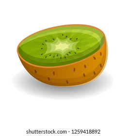 Half of kiwi icon. Cartoon of half of kiwi vector icon for web design isolated on white background