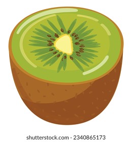 Half kiwi icon cartoon vector. Fresh nutrition. Vegetarian eat
