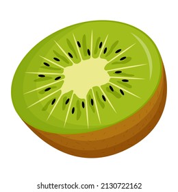 Half of kiwi on white background. Flat vector illustration