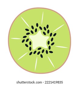La mitad de kiwi. Fruta dulce de estilo plano.