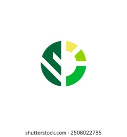 Half Leaf with Progress Diagram Graph, environment analytic Logo Design Vector