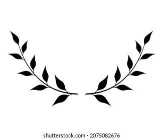 Half leaf wreath silhouette icon . Clipart image isolated on white background svg