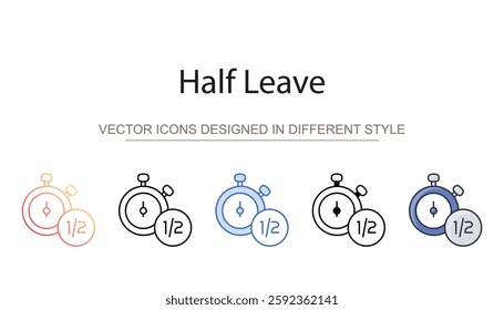 Half Leave icon design with white background stock illustration