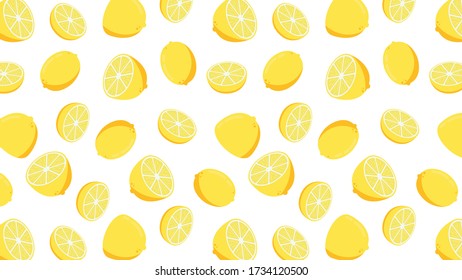 Medio cítrico limón aislado sobre fondo blanco. fondo de pantalla con patrón de limón.