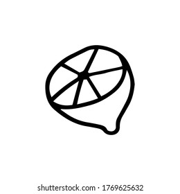 Medio ícono de doodle de limón aislado