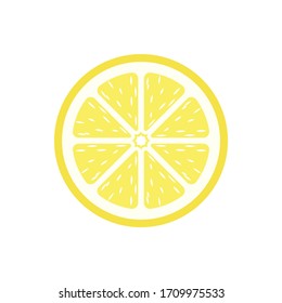 Half lemon fruit slice flat vector icon logo symbol design illustration.