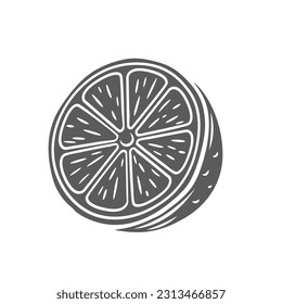 Half lemon glyph icon vector illustration. Stamp of citric fruit with zest cut into halves, round section of orange or grapefruit, ripe citron or lemon with vitamin C, juicy sweet and sour pulp