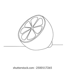 Medio limón, Vector dibujado a mano, estilo gráfico, ilustración de dibujos animados, blanco y negro, estilo de boceto, aislado sobre fondo blanco