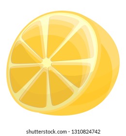 Half of lemon icon. Cartoon of half of lemon vector icon for web design isolated on white background