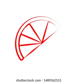 Half of lemon icon. Isolated object. Lemon logo. Healthy food. Vitamin food. Vector illustration. Icon with red lines with different wide